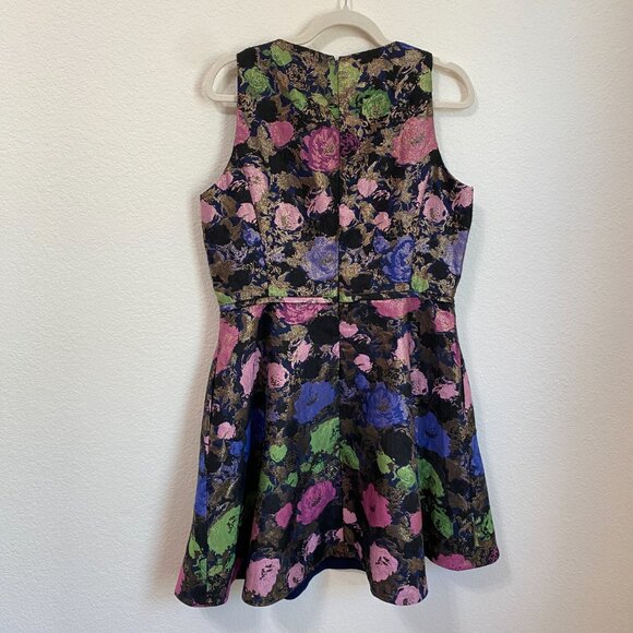 Tahari ASL Metallic Floral Jacquard Fit & Flare Dress 12 Petite - Picture 9 of 9